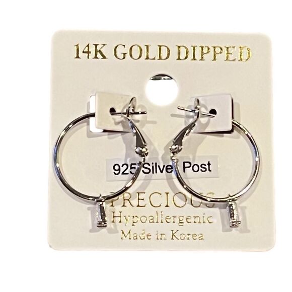 Earrings Silver Huggie Hoop / Crystal Charms Fashion Drop Dangle Earrings Baddie - Picture 1 of 11